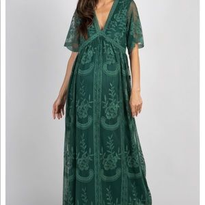 Teal Green maxi maternity dress.